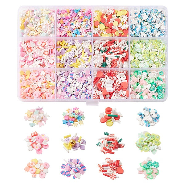 72G 12 Style Handmade Polymer Clay Cabochons