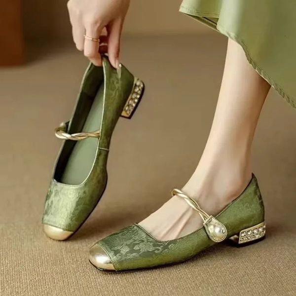 Shoes Female 2024 Fashion Square Toe Womens Pumps Autumn Shallow Mixed Colors Outdoor Casual Chunky Heels Office Ladies Shoes 241126