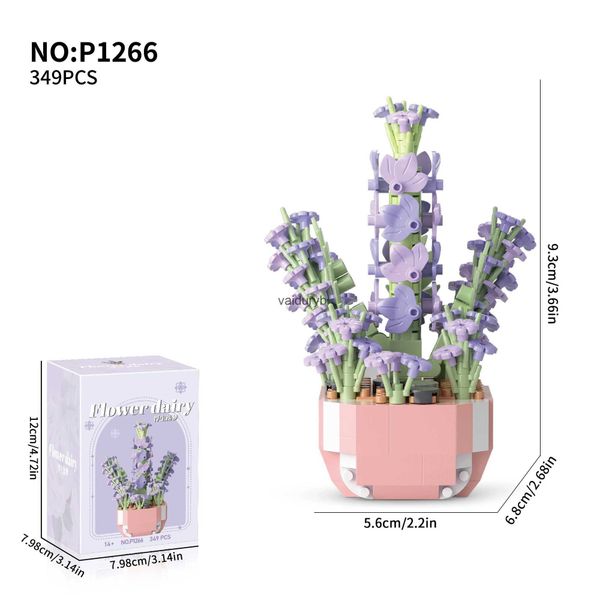 Bloc wer and plant bonsai building bloc juicy Potted assembly block model creative desktop decoration childrens toys holiday gifts H240527