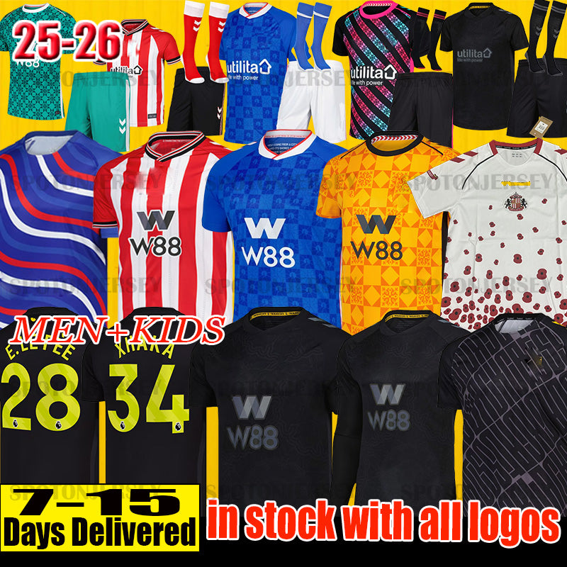 sunderland football shirts 25 26 Black Cats Blackout kits Retro Soccer Jerseys safc home away third PRITCHARD safc football shirts long sleeve third
