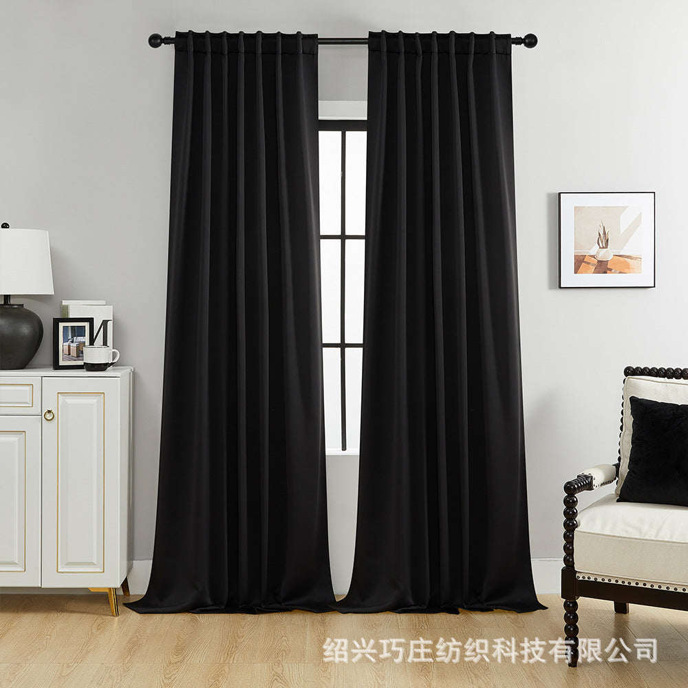 YL-36894 thick double-sided linen blackout curtain project hotel school sound insulation heat insulation blackout cotton linen curtain finished prod