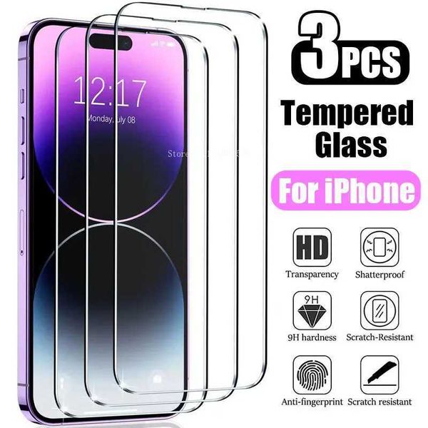 3PcsTempered Glass For iPhone 15 14 13 12 11 Pro Max Screen Protector For iPhone 13 12 MINI SE X XS Max XR Protective Glass Film O250116