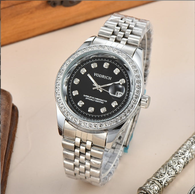 40MM New Luxury Mens Watches Quartz Movement Battery Splah Waterproof Watch Case Arabic Scale Sports Wristwatch Design Analog Clock Auto Date Montre