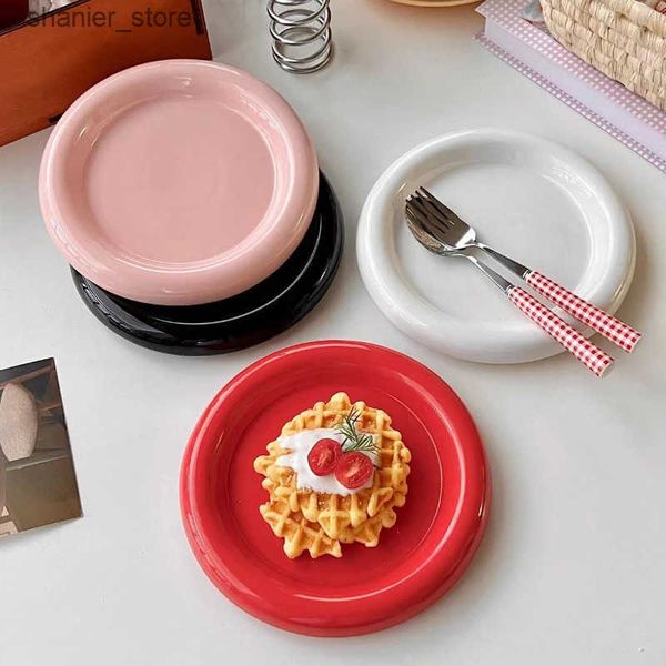 Dishes Plates Fashionable tablet software chubby family high-end pure white dessert plate coffee shop pasta plate breakfast L240910