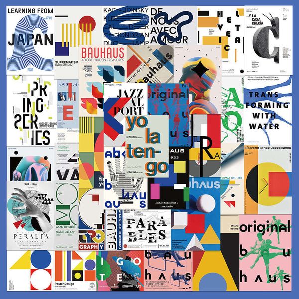 40 Bauhaus avant-garde art posters, stickers, phone cases, hand account books, computers, iPad decorations, DIY stickers