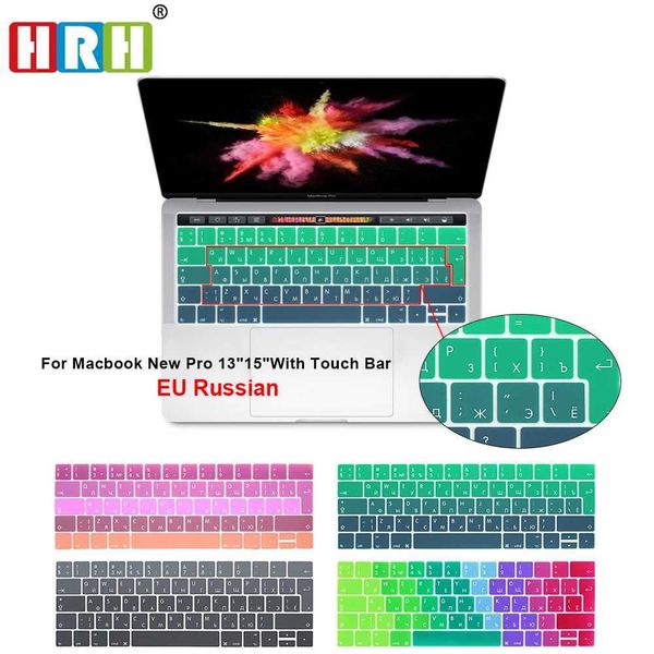 Keyboard Covers HRH EU Russian Rainbow Silicone Keyboard Cover Skin suitable for Macbook New Pro 13 inch A1706 A989 A2159 15 inch A1707 A990