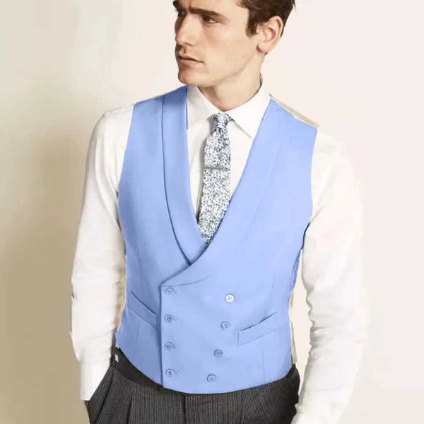 Blue mens spring solid collar mens business jacket retro formal ultra-thin wedding banquet mens suit W240923