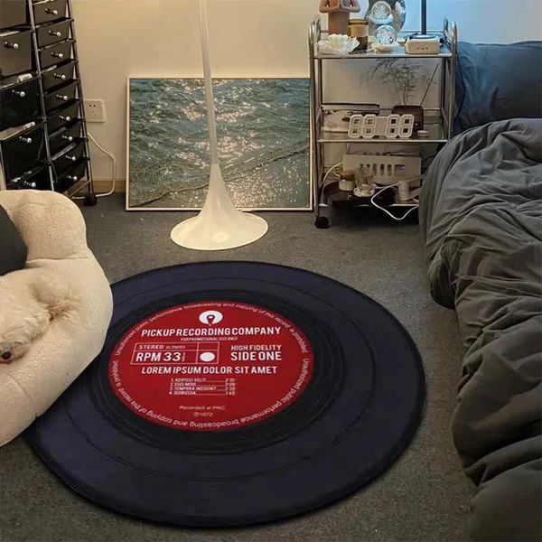 Record Music CD Rugs Round Game Chair Floor Mat Bedroom Decorations Living Room Carpet Lounge Large Area Rugs Anti-slip MatM240806