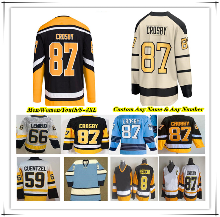 Sidney Crosby Pittsburgh Hockey Jersey Jake Guentzel Evgeni Malkin Erik Karlsson Bryan Rust Reilly Smith Kris Letang Marcus Pettersson Lars Eller Tr