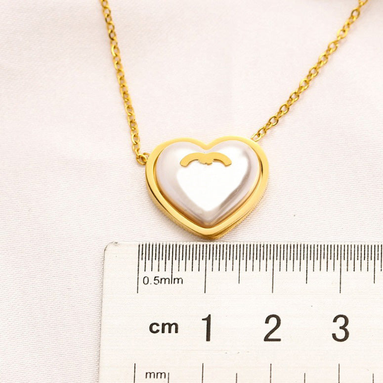 Gold Plated Pendant Necklace Brand Designers Pearl Couple Circle Fashion Women Stainless Steel Necklaces Wedding Party Jewellery Gifts