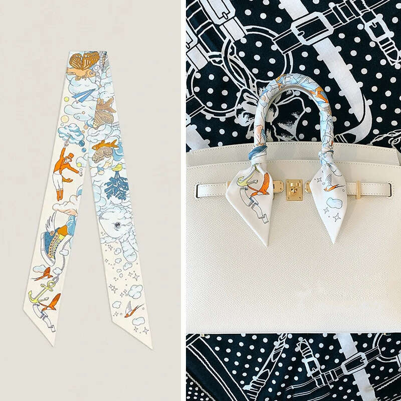Summer thin decorative handbag, handle silk scarf, strap bag, ribbon long strip ribbon, women&#039;s headband