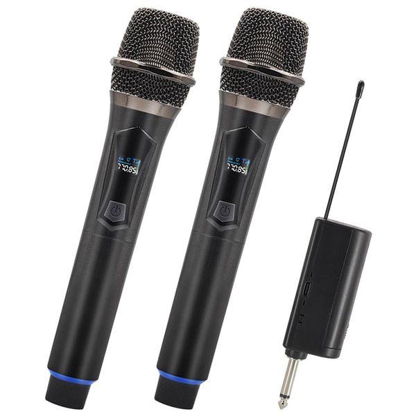 new wireless microphone handheld with 6 & 3.5mm adapter receiver 2 channels uhf professional mic for karaoke-party-band-meeting