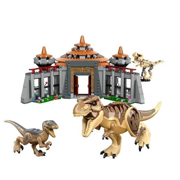 Dinosaur World Visitor Center Tyrannosaurus Velociraptor Building Blocks Childrens puzzle Assembly Toy Kids Gifts TyrannosaurusC250212