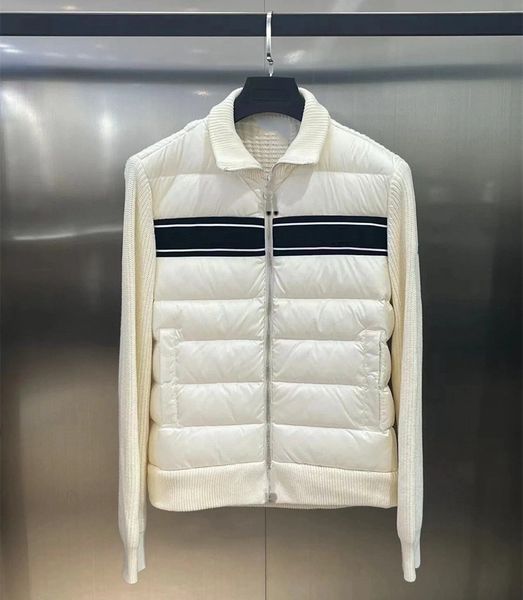 Luxury Designer Women Down Parkas Men&#039;s Embroidered Badge Stand Collar Knitted Splice S Lightweight Down Jacket Sweater Casual Jacket J