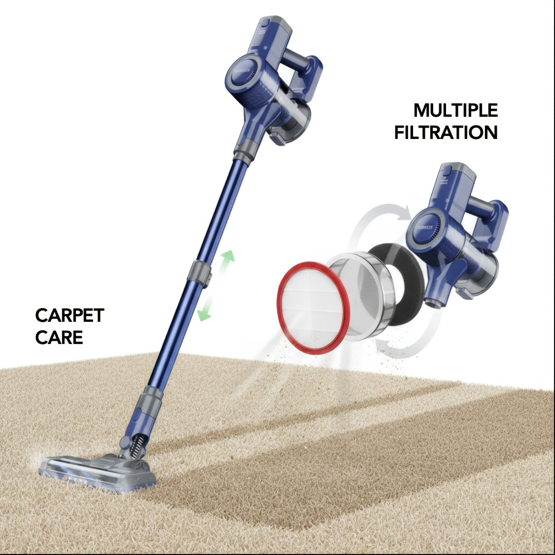 TEMU Powerful 40kpa Cordless Vacuum Cleaner With 30min , Lightweight Stick Vacuum With Detachable & V-shaped Anti- Brush - 6-in-1 Multi-surface Floor