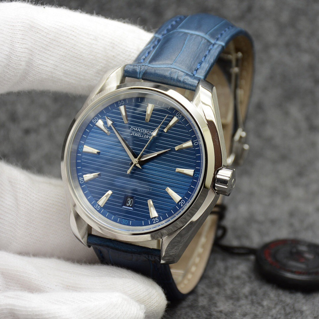 Men&#039;s Top Mens Watches Three Needles 41MM Automatic Sports Diving Watch Stainless Steel Leather Strap Designer Mechanical Movement Waterproof W