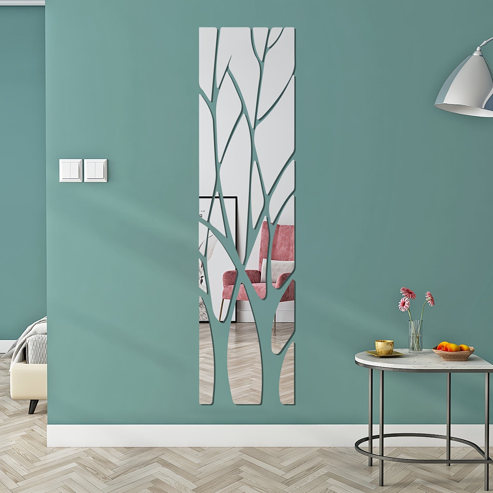 TEMU Acrylic Mirror Wall Stickers, Branch Tree Wall Decal, Self-adhesive Mirror Sticker, 39×10.9inch Combination Decor