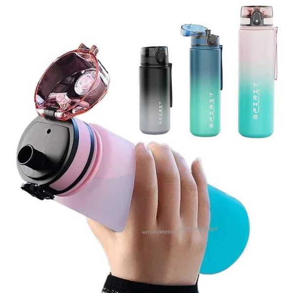 500ML-650ML-1000ML Sports Water Bottle Waterproof Plastic Cup Beverage Outdoor Travel Portab Fitness Can W241026