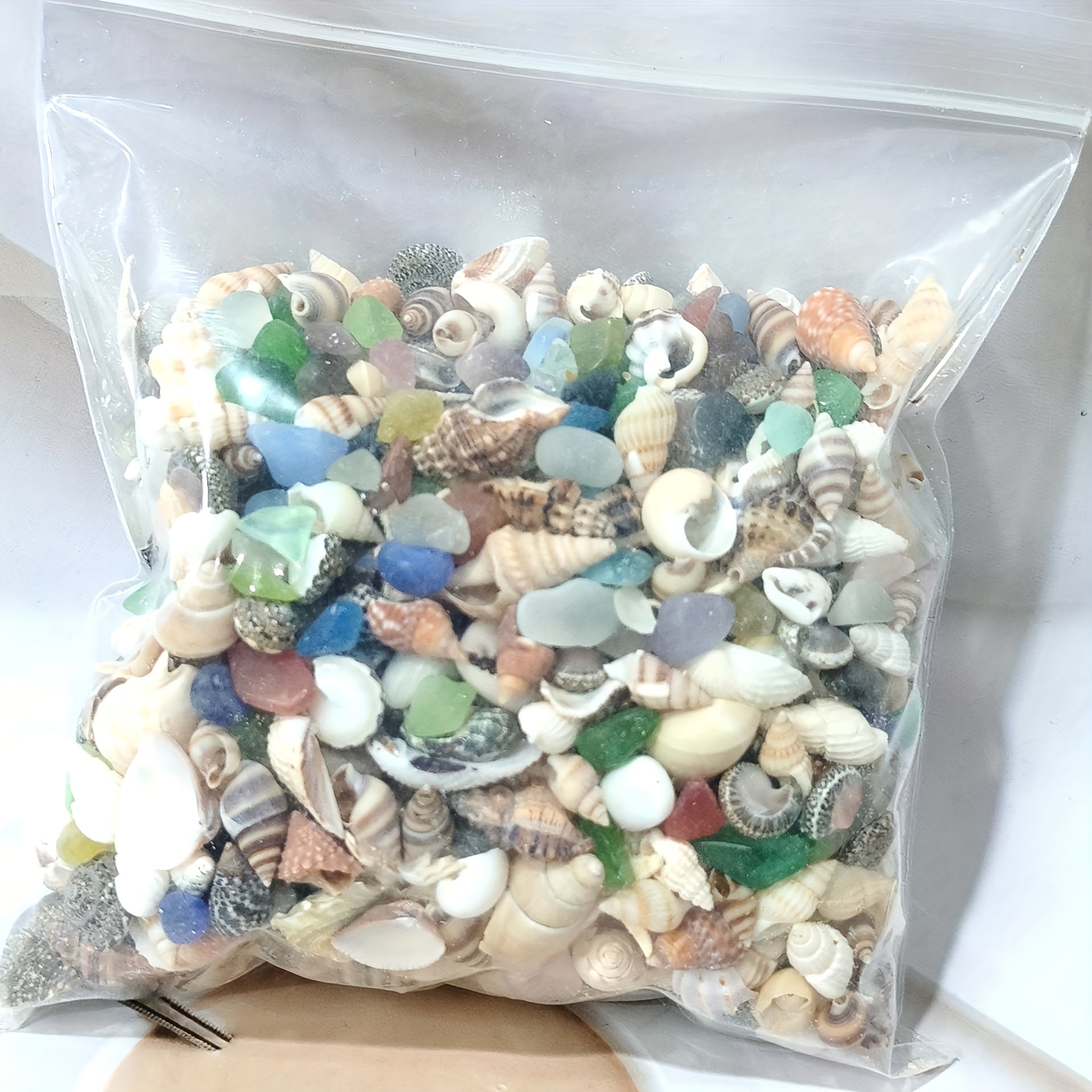TEMU 777pcs Assorted Mini Seashells With Sea Glass - Colorful Plastic Shells For Crafts, Aquarium Decor, Vase Fillers, Beach Theme Party & Wedding