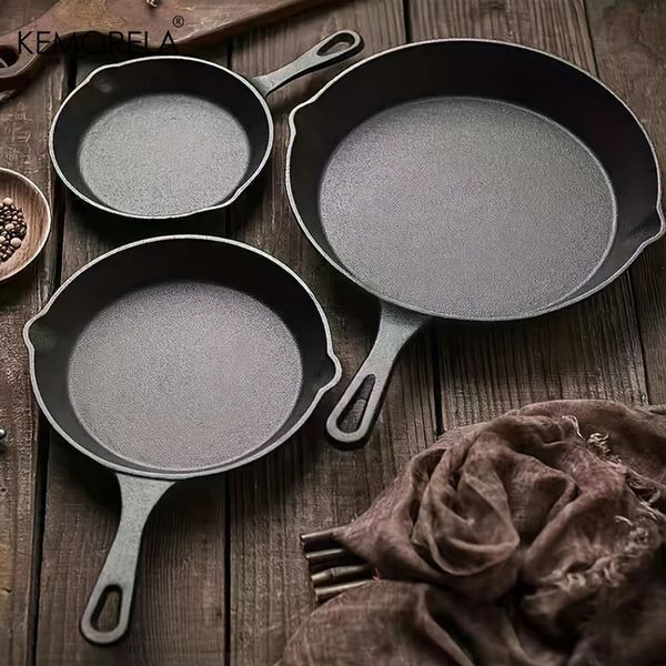 1PCS Small Frying Pan Cast Iron Uncoated Black Suitable For Fried Food Cooking And Stir-Frying Kitchen Utensils Kitchen Helper 240808