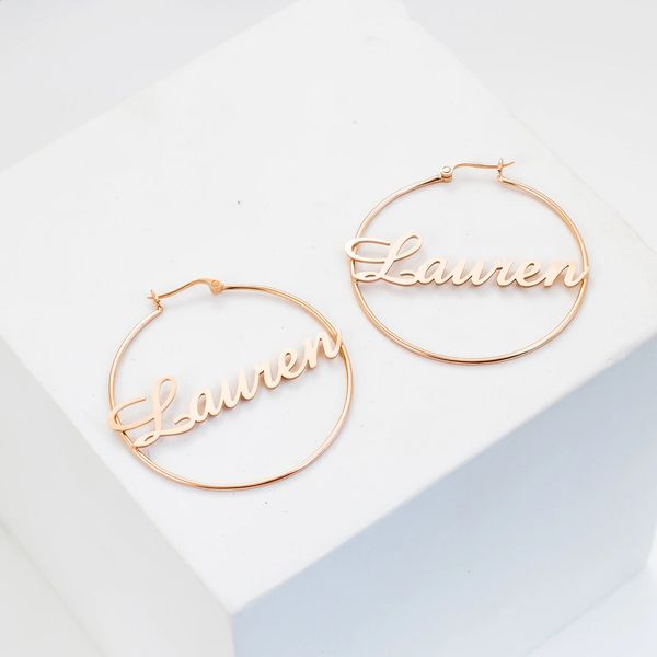 DODOAI Name Hoop Earrings Gold Hoop Earrings Personalized Earring Custom Name Hoops Large Hoop EarringsMom Gift 250207
