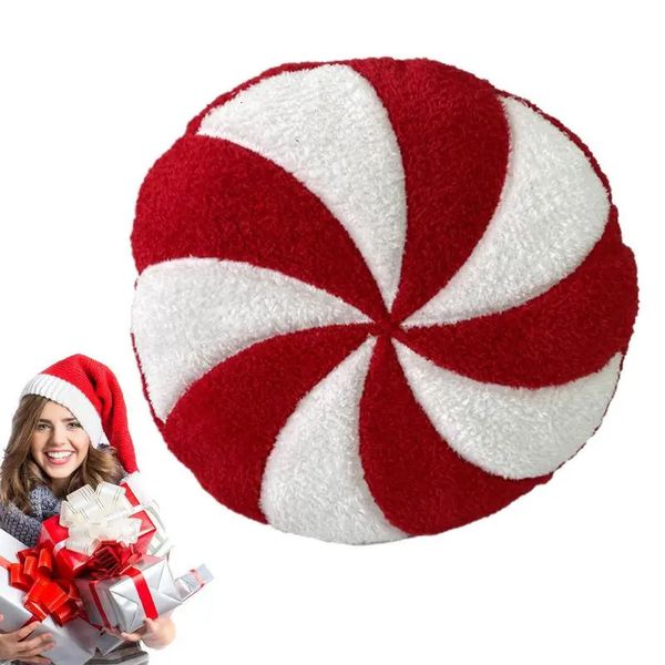 Peppermint Pillow Candy 3D Candy Throw Pillow Christmas Candy Cushion Red Spiral Lollipop Pillow For kid Christmas Birthday Gift 240305