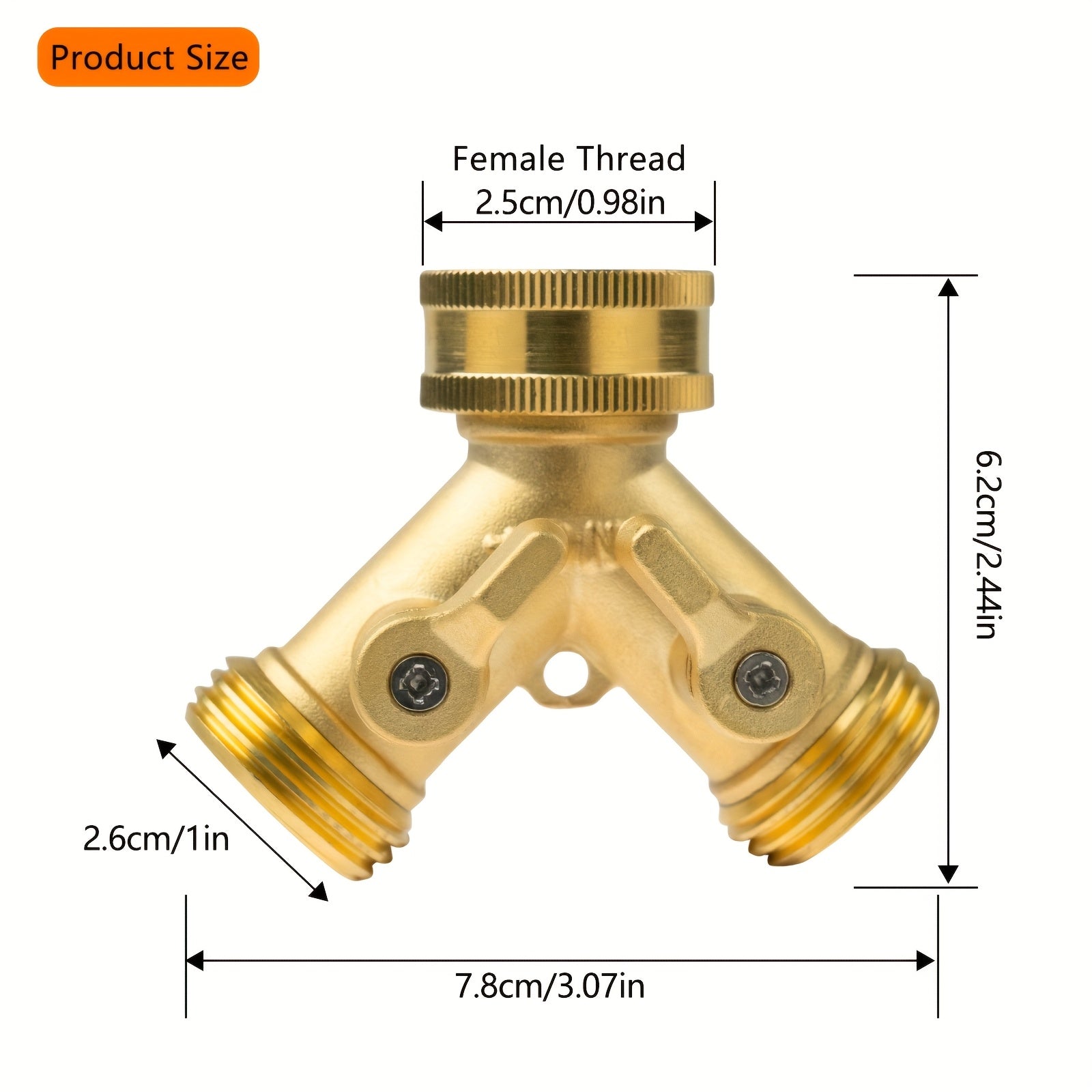 TEMU Heavy-duty Brass Y Valve Hose Splitter With Solid - 3-4" Ght Thread, 2-way Plumbing Adapter For Garden, Pressure Washers, Lawn Care - -resistant