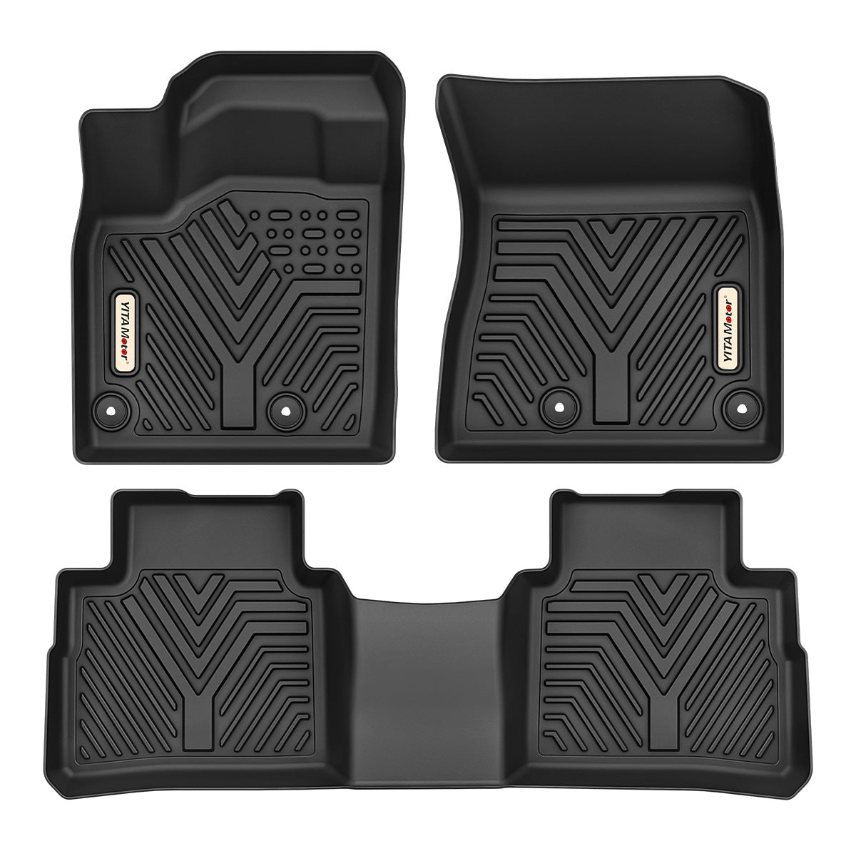 All-Weather Floor Mats for 2021-2025 Nissan Rogue, TPE 1st & 2nd Row Car Floor Liners, Slush Protection, Black