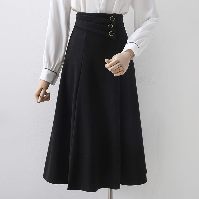 High waist irregular woolen skirt for women, all-match loose big swing skirt, hip-covering and slim temperament umbrella skirt