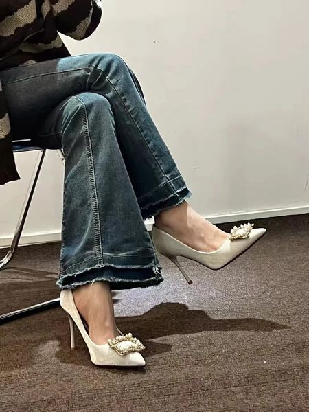 Year Summer Comfortable Leisure Banquet Fashion Pearl Wedding Corner Stiletto Shoes 250110