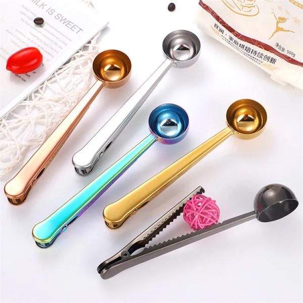 5 Colors Coffee Scoops Measuring Tools 10ml Bake Spoons Measure Spoons with Clip LL