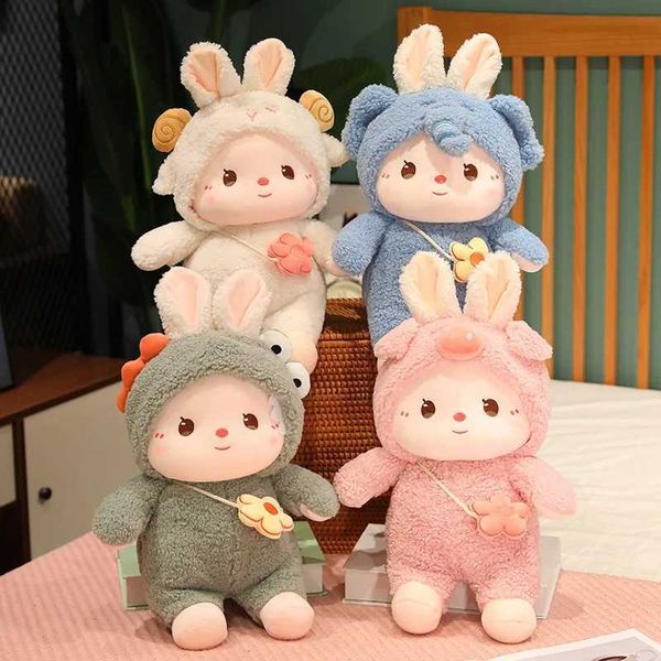 1Pcs 30-40-50cm Cute Rabbit Turn Into Plush Toys Cartoon Stuffed Dolls Girl Sleeping Sit Pillow Y240801