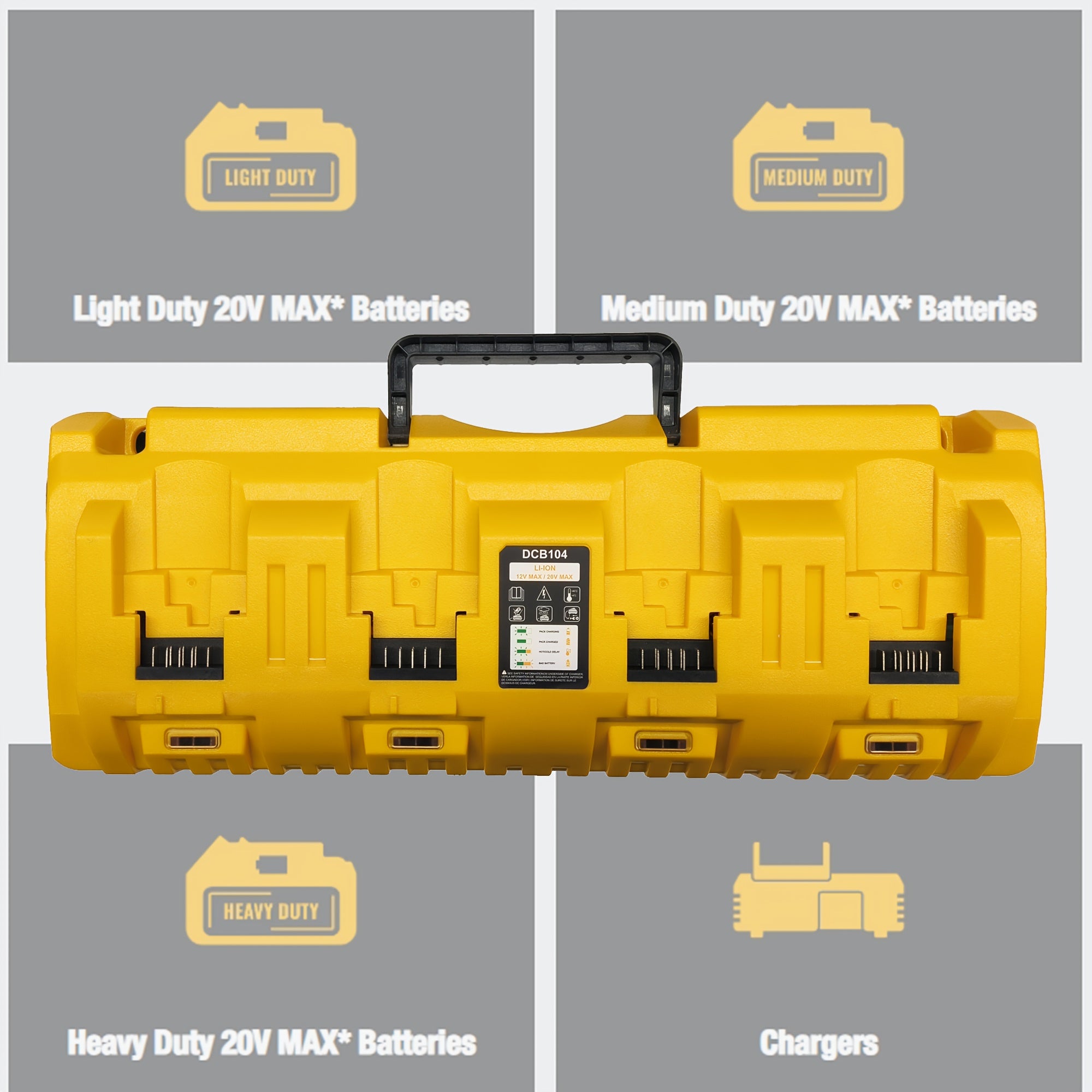 TEMU Dcb104 Battery Charger Station Replacement For Battery, 4 Port 20v Charging Dock For Power Tools, Multi-device Charging Station With Usb &