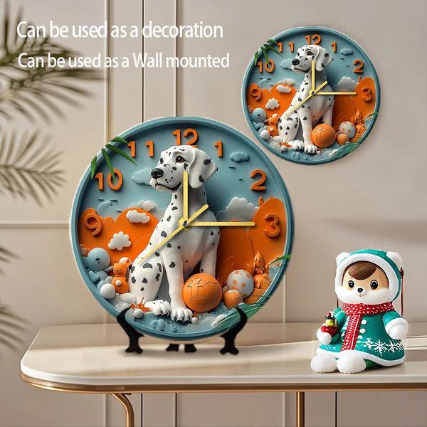 Cute Creative Aluminum Wall Clock - Pet Figurine Perfect s Room Decor and Gift for Bedroom Decoration 241216