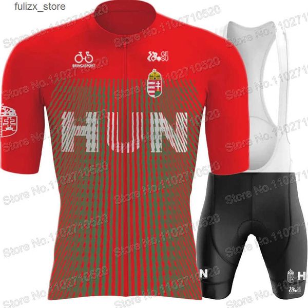 Cycling Jersey Sets 2023 Hungarian national team cycling jersey set short sleeved mens clothing Hungarian clothing cycling jersey set short