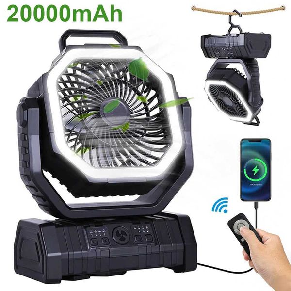 Electric Fans Portable outdoor camping circulating fan battery powered tent ceiling with remote control of lighting H250112