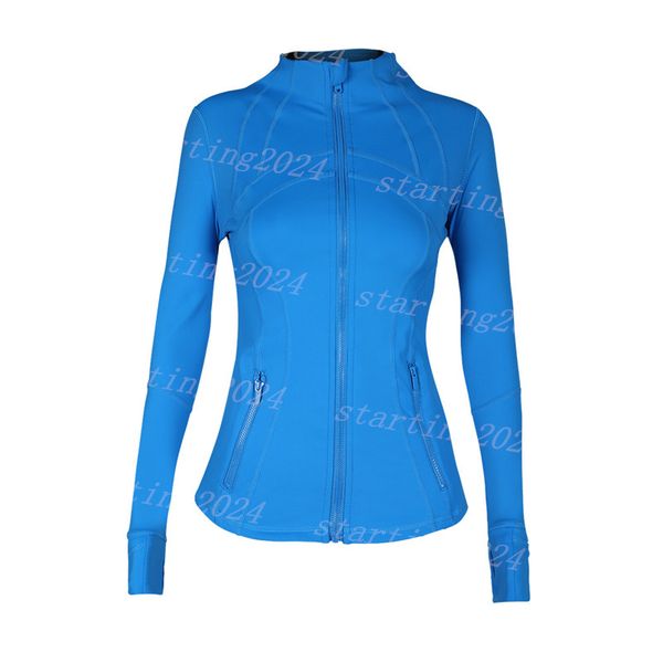 2024 Women&#039;s Yoga long sleeves Jacket Outfit Solid Color Nude Sports Shaping Waist Fitness Jogging Sportswear For Lady H13