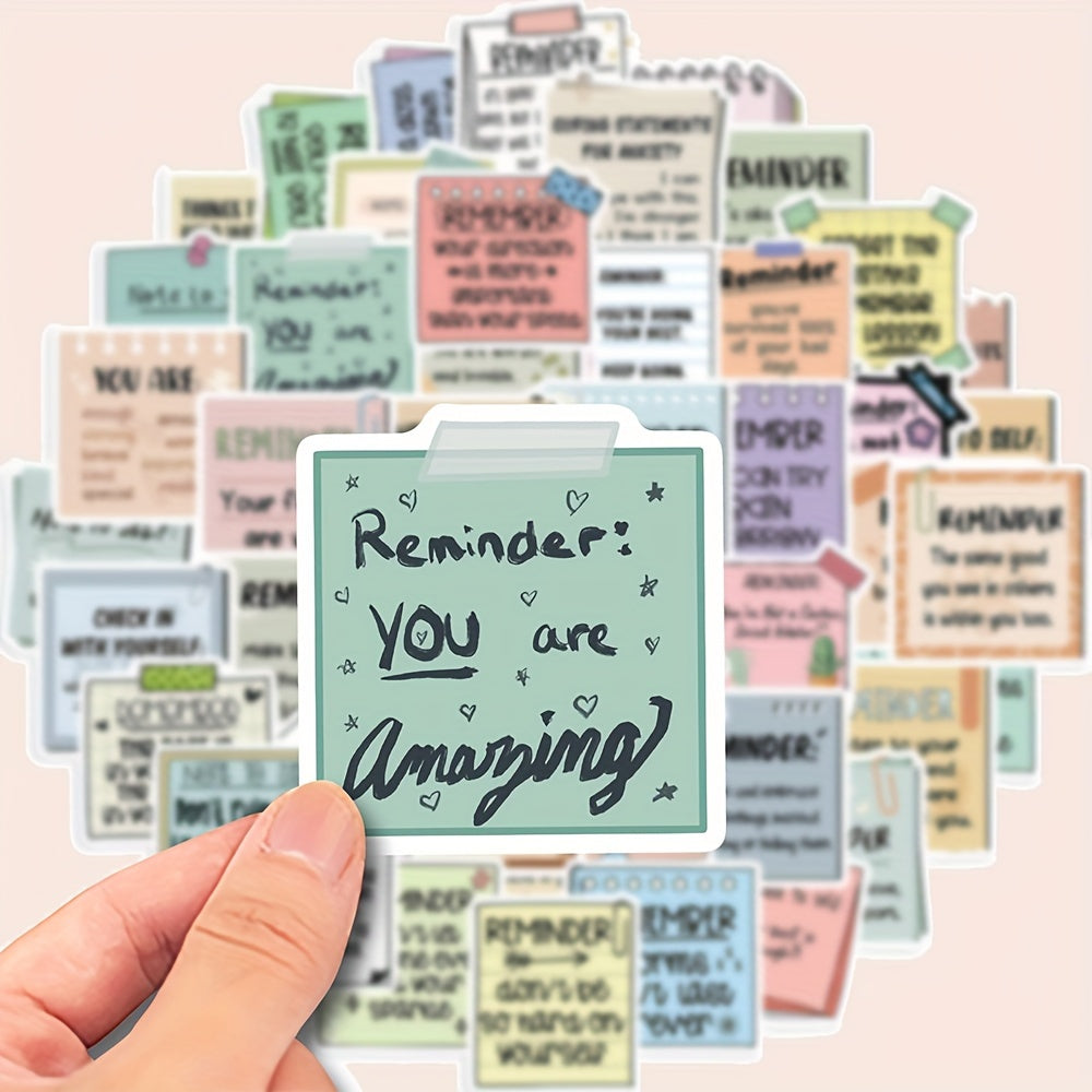 TEMU Inspirational Quotes Stickers Pack Of 50, Waterproof Vinyl Decals For Laptop, Phone, Notebook, Water Bottle, Helmet, Guitar, Luggage - Positive