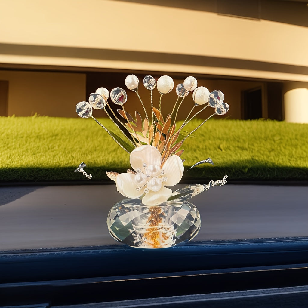 TEMU 1pc Boho Glass Flower Bundle - Universal Seasonal Decor Centerpiece, Featherless Tabletop Ornament, Home Office Decor Without Electricity