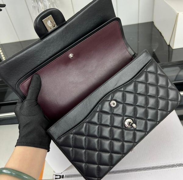 10A Designer bag Mirror quality Jumbo Double Flap Bag Luxury 23cm 25CM 30CM Real Leather Caviar Lambskin Classic Black Purse Quilted Handbag