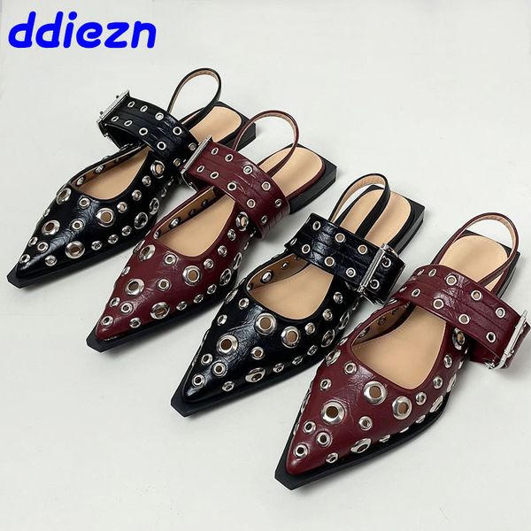 Sgbac 2024 Pointed Toe Ladies Female Footwear Fashion Shallow Sandals Women Flats With Shoes Big Size cf65