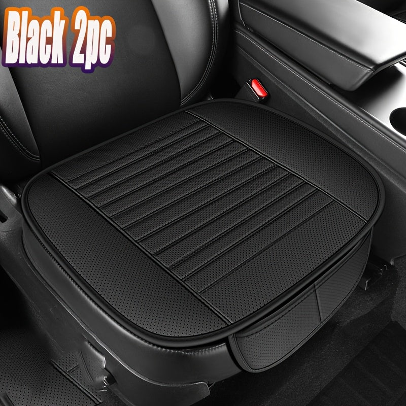 TEMU 2pcs Pu Leather Car Seat Cover Pads, Car Half-wrapped Seat Protectors With Non-slip Bottom, Breathable Sponge Filled Car Seat Protectors,