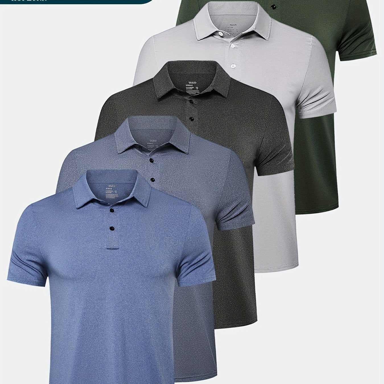 TEMU 5-pack Men's Shirts Quick Short Sleeve Golf T-shirts - Moisture Wicking Casual Workout Tops