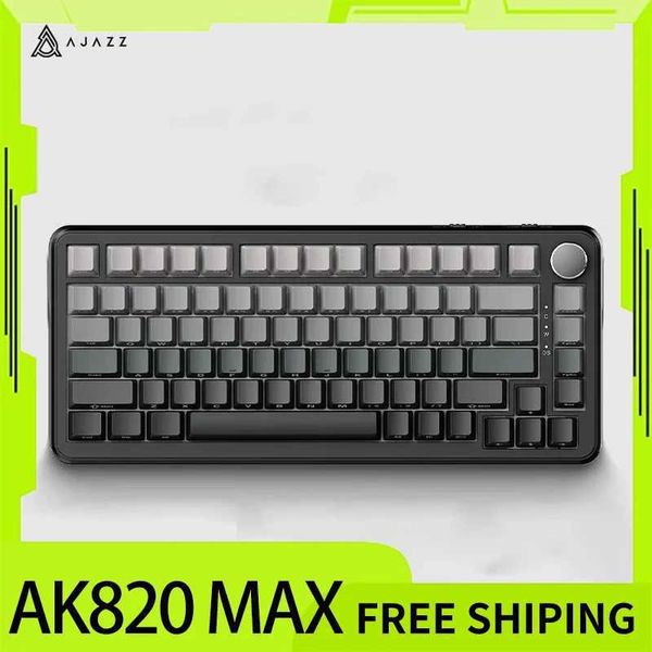 Ajazz Ak820 Max Magnetic Switch Keyboard Mechanical Wired-Tri Mode Hot Swap Rgb Custom With Screen For Esports Gamer AccessoryCL240709