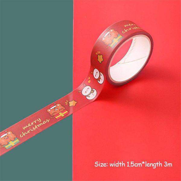 1.5cm Christmas Decorative Paper Tape DIY Adhesive Tape DIY Scrapbooking Masking Tape School Office Supply Sticker Label 3M long