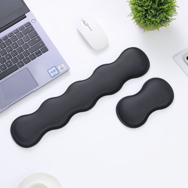 Wave shaped pad, mouse keyboard wrist memory cotton wrist, computer hand support, PU leather, multi-color soft