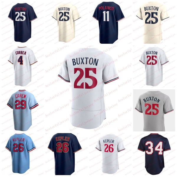 Baseball Jerseys 25 Byron Buxton Jersey Carlos Correa Luis Arraez Jose Miranda Jorge Polanco Max Kepler Royce Lewis Jhoan Duran Joe Ryan Joe