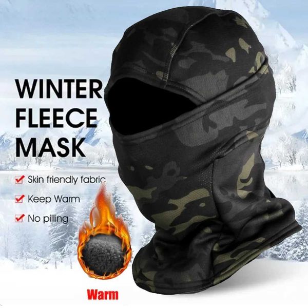 Winter Fleece Warm Camouflage Balaclava Outdoor Cold-proof Ski Cycling Full Face Mask Motorcycle Mask Helmet LiningXJ241122
