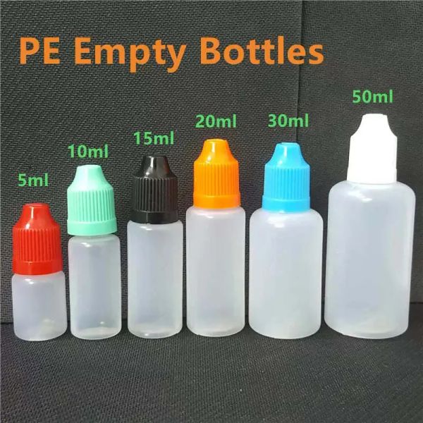PE Plastic Packaging Bottles Vapor Empty Soft Needle Dropper With Childproof Caps For Liquid Oil Juices Eye Drops Storage Package Bottle