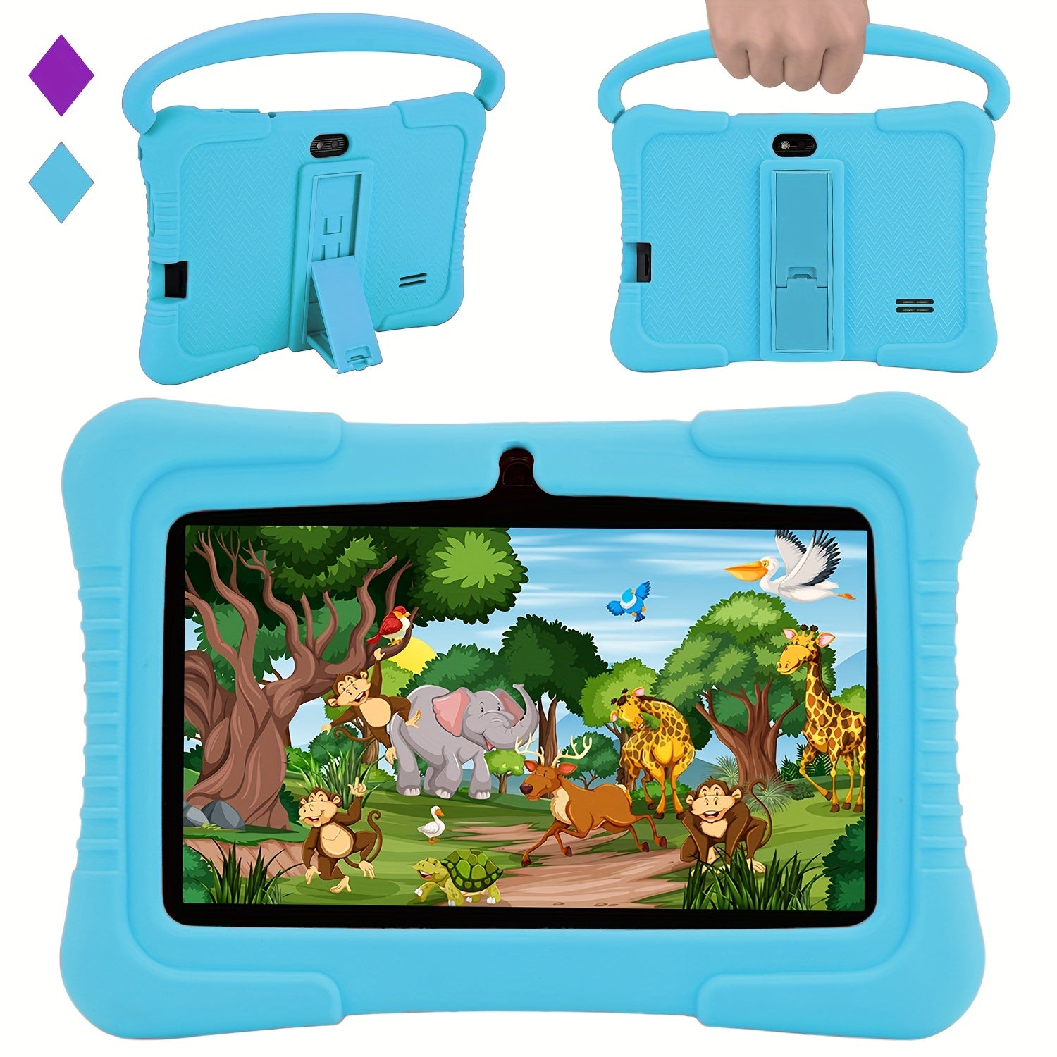TEMU Veidoo 7 Inch Kids Tablet, 2gb +32gb Rom, Screen, Wifi, Dual Camera, Educational Games, App, Tablet, Tablet With Silicone Cover (dark Blue),